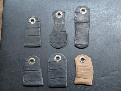 Lot of 6 Black & Brown Leather Alligator Skin Small Keychain Ring Holes