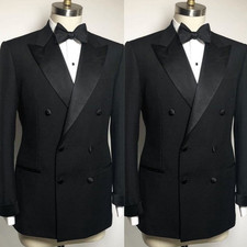 Black Men Suits Double Breasted Formal Tuxedos Formal Dinner Jacket Offical 2Pcs