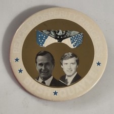 Vintage George H.W. Bush Dan Quayle 1988 Campaign Pin Button Peace Prosperity