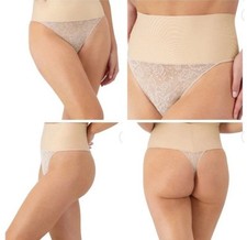 Women's Nude Maidenform Shapewear Tame Your Tummy Lace Shaping Thong, Size XL