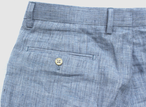 Pantalones para hombre Paul Fredrick 36x32 azul claro con puños plisados 100 % lino - Imagen 4 de 10