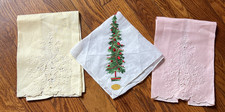 Set Of 3 Vintage Handkerchiefs linen and cotton made in Switzerland and Portugal