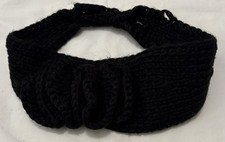 Winter Women Knit Crochet Flower Black Headband Hairband Ear Warmer Headwrap
