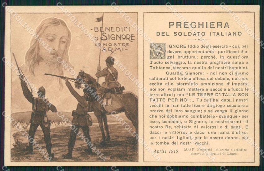 Militari Propaganda Cavalleria Preghiera Soldato SCOLLATA cartolina XF2883