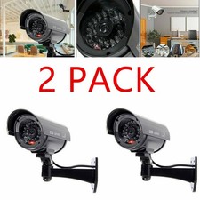 2x Dummy Security Camera Fake LEDs Flashing Light Home Surveillance Waterproof