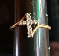 10K Gold  Diamond Cross Ring