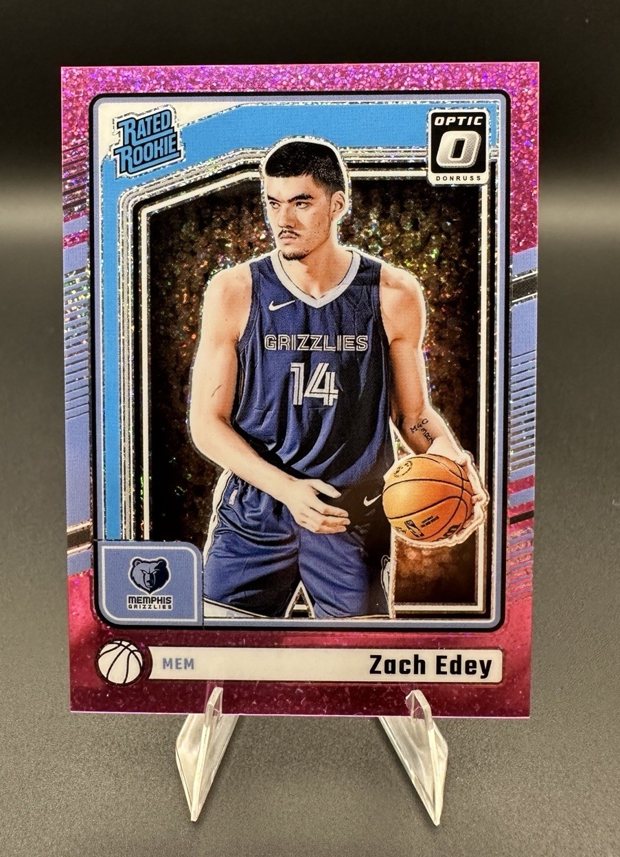 2024-25 Panini Donruss Optic Zach Edey #288 Pink Glitter Rated Rookie RC /275