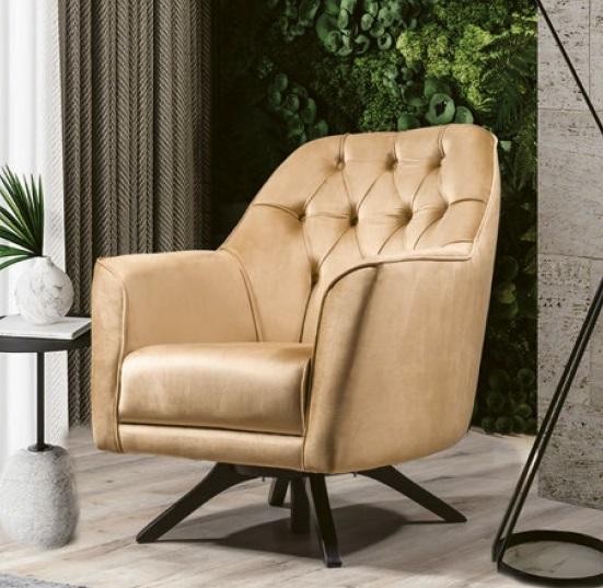 Beiger Chesterfield Luxus Lehn Sessel Lounge Einsitzer Fenseh MöBel Neu-image
