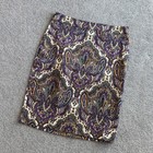 / J. Crew The Pencil Skirt Purple Paisley Cotton Summer Spring Office NWOT US 2 — photo 3