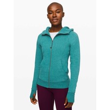 Lululemon Scuba Hoodie Light Cotton Fleece Heathered Laguna Full Zip Size 6