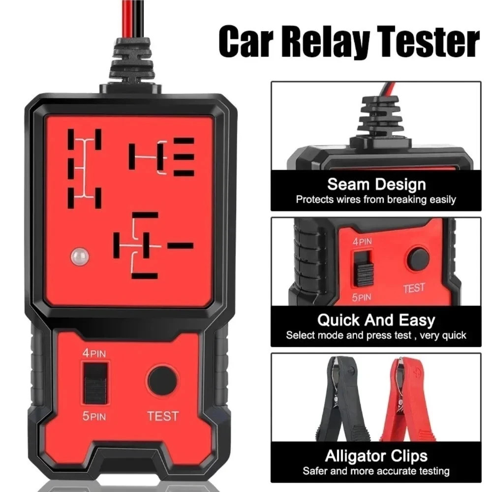 12V Car Relay Tester 4-5 Pins Automotive Diagnostic Tool LED Indicator Universal