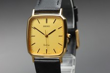  Near MINT Seiko Dolce 5E31-5A80 27mm Gold Square Men's Quartz Watch from Japan