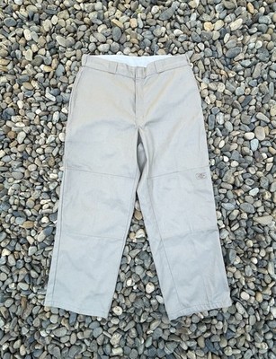 Vintage Dickies Work Pants Double Knee 36x30 Tan Canvas Straight Wide Leg