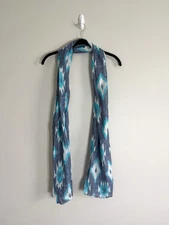 Navy Teal White Fashion Scarf Very Good Condition