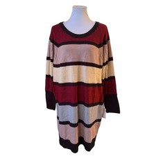 LuLaRoe Lauren Sweater Dress Womens XL Multicolor Striped Cable Knit Oversized