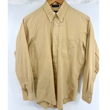 Vintage Christian Dior Monsieur Mens Tan Button Up Shirt 15.5 32-33 READ