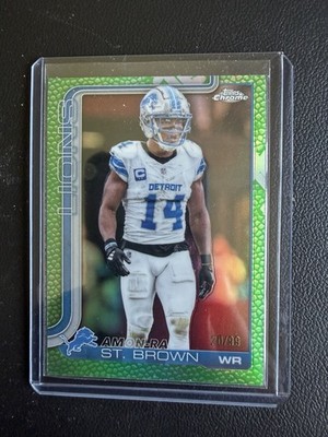 2025 Topps Chrome Amon-Ra St. Brown Green Geometric Refractor #20/99 Lions #98