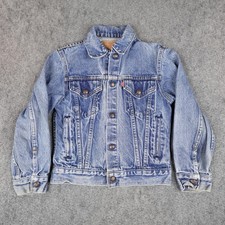 Vintage Levis Jacket Boys 12 Blue Denim Jean Trucker Made In USA Youth Kids 90s