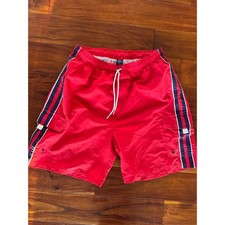 Roundtree  Yorke Mens Red Striped Swim Trunks Cargo Board Shorts Size L