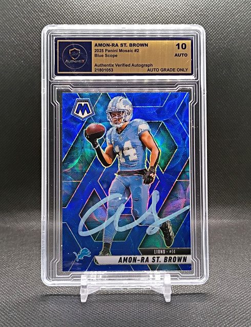 Amon-Ra St. Brown | 2025 Mosiac Blue Scope Auto | Lions | Authentix 10 | S351