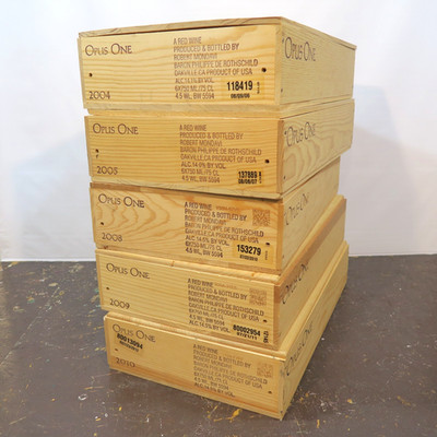 Opus One Wooden Wine Crates Robert Mondavi Baron Philippe de Rothschild Lot of 5