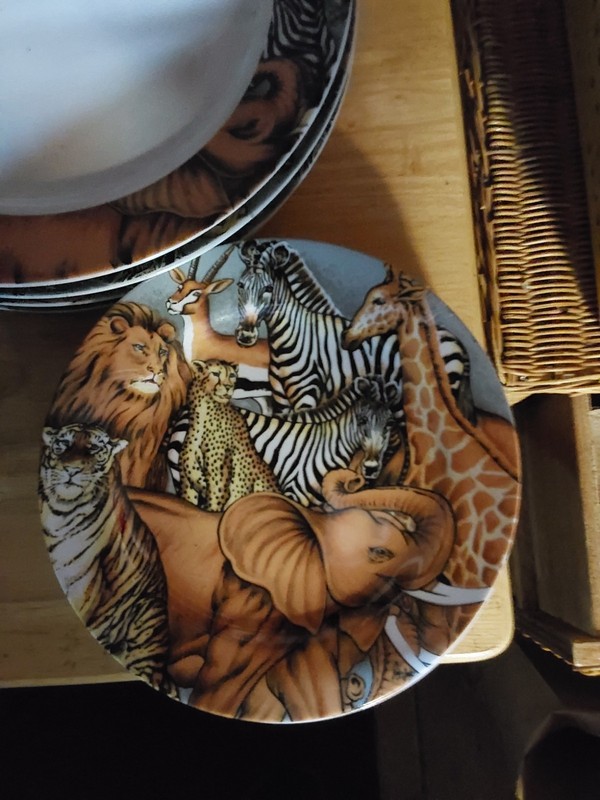 Safari Animal Print 16pc Ceramic Dinnerware Set 4 Place Settings Mugs Sugar
