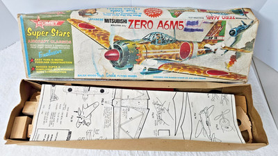 VTG Comet Mitsubishi Zero A6M5 Balsa Wood Model Plane Kit 1622 Complete NOS