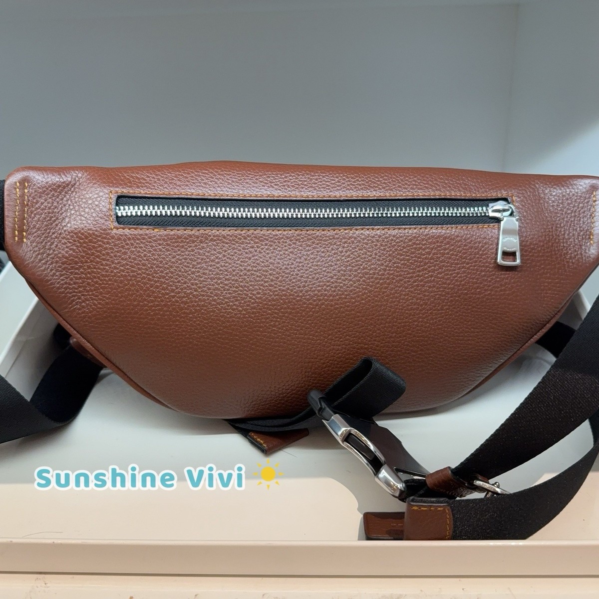 NWT COACH Racer Small Belt Bag In Signature Leather Silver/Vintage