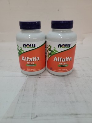 2x Now Foods Alfalfa, 650 mg, Super Green - 250 Tablets - Exp. 10/2028