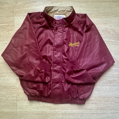 Vintage Meguiars Bomber Jacket Size Large Embroidered Logo Button And Zip Up Red