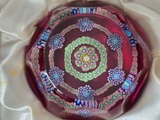 PERTHSHIRE Paperweights - PP77 Lovely Millefiori pattern on ruby. Valentines Day