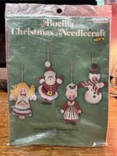 Vintage Bucilla Needlecraft Felt Jeweled Christmas Foursome Kit 2339