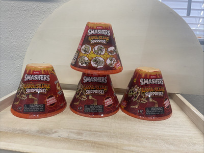 LOT OF 4 ~ New Smashers Small Volcano Series 4 Lava Slime, Volcano Surprises!!