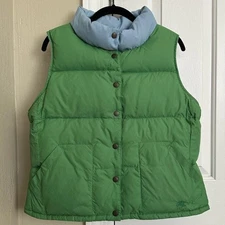Vintage Ralph Lauren Polo Jeans Green Light Blue Reversible Puffer Vest Large