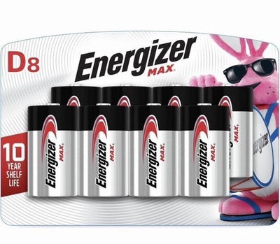 Energizer MAX D Batteries (8 Pack), D Cell Alkaline Batteries