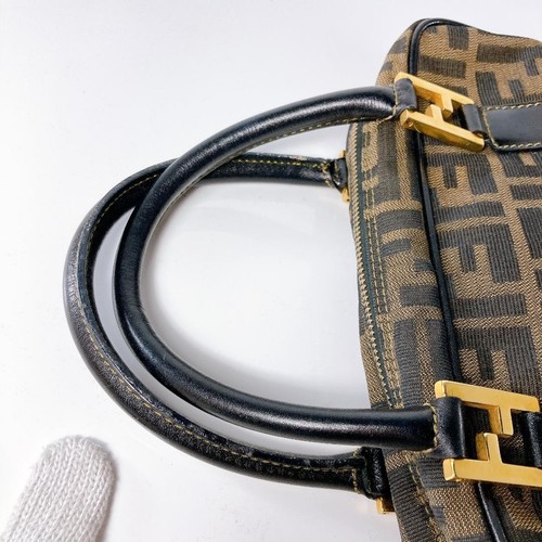 Auth Used EX+ FENDI Zucca 2way Handbag Canvas Leather Brown Condition - Picture 2 of 24