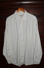 Men's Burberry Blue Yellow White Plaid Long Sleeve Button Up Dress Shirt Size XL
