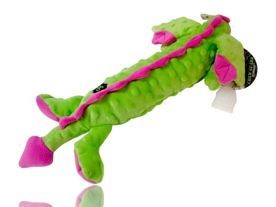 (Paquete de 2) Juguete GoDog Chirriante Perro Grande Delgado Dragón Duradero con Protector Masticable 16" Nuevo Foto 3 de 4