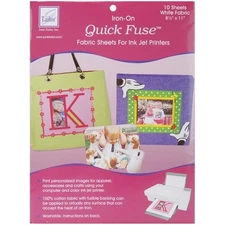 June Tailor Iron - On Quick Fuse 10 pk Fabric Sheets For Ink Jet Printers