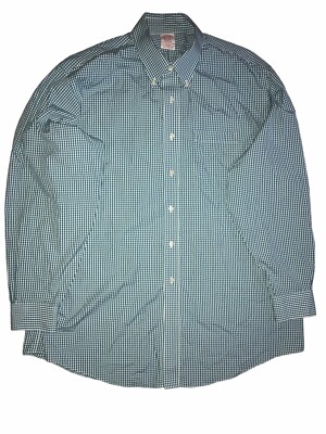 Brooks Brothers Madison Men 17.5 35 Supima Non Iron Plaid Stretch Button Down C3