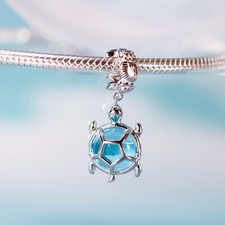 925 sterling silver glass blue sea turtle charms for bracelet