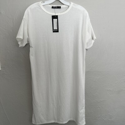 white ribbed t shirt dress Ribbed T-shirt Dress White Size 4 NASTY GAL Collection