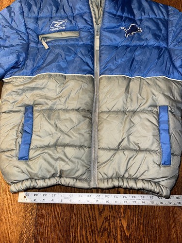 Vtg Y2K Detroit Lions Reebok Puffer Coat Jacket Kids Large 90s Embroidered NFL - Picture 18 of 21