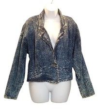 Vtg 80's Alakazam of California Acid Wash Denim Jacket Size M Made in USA