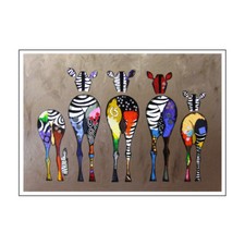 ZEBRA BUM PRINT- DEEP FRAME CANVAS GRAFFITI WALL ART PICTURE - MULTI COLOURED