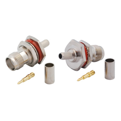 2-pack RP-TNC Female Bulkhead Crimp RG58 LMR-195 RG400 RG142 Cable Connector