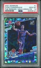 2021 Donruss The Rookies #1 Holo Green Ice Cade Cunningham RC SP PSA 10 (pop 6)