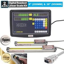 2Axis Digital Readout DRO Display 8&38"(200&950) Linear Scale for CNC Mill Lathe