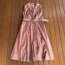 Review Size 18 Brown Shirt Dress Fit & Flare With Belt Business Cocktail