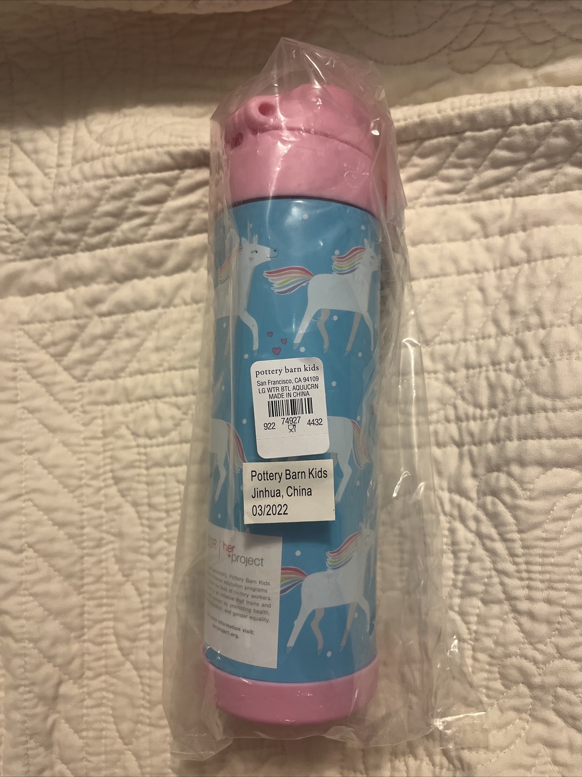 Pottery Barn Kids Unicorn Water Bottle 17 Oz